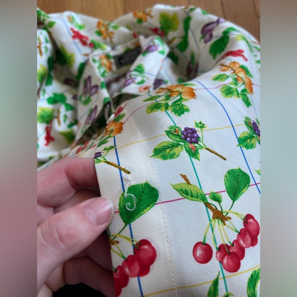 90s Vintage Gianni Versace Fruit Print Silk Blouse - Picture 7 of 13